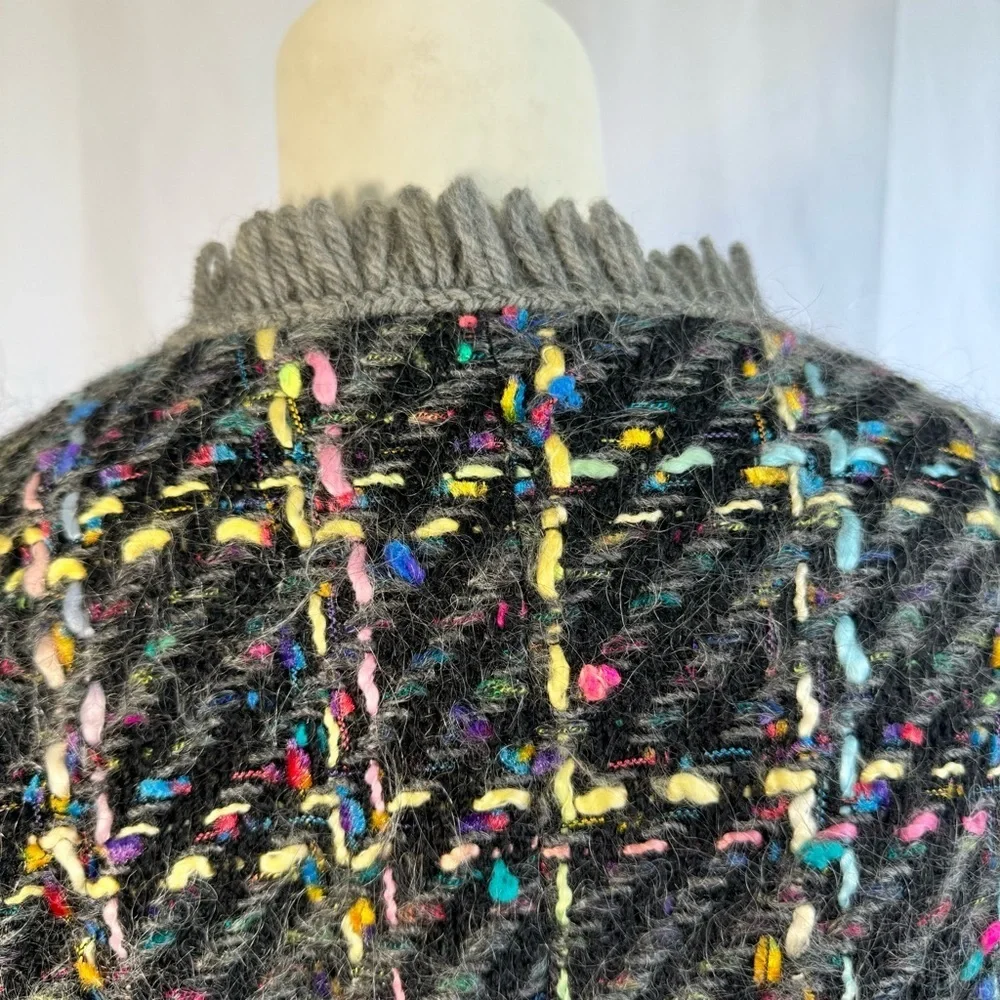 VINTAGE SINGLE BREAST BLAZER TWEED MULTICOLORE WOOL WOMEN SIZE SMALL - Picture 8 of 15